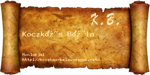 Koczkás Béla névjegykártya