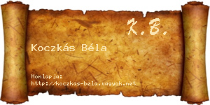 Koczkás Béla névjegykártya